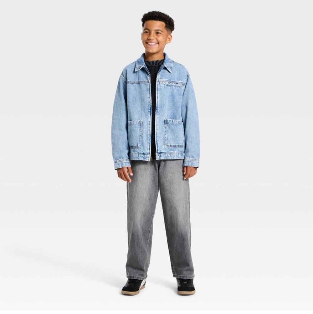 Art Class Boys' Gray Wash Mid-Rise Baggy Jeans